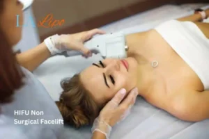 Woman having Hi-Fu to reduce wrinkles West Ealing.